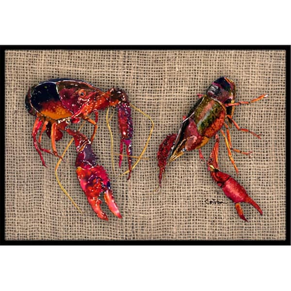 Carolines Treasures 18 x 27 in. Burlap And Crawfish Indoor Or Outdoor Mat 8739MAT - main